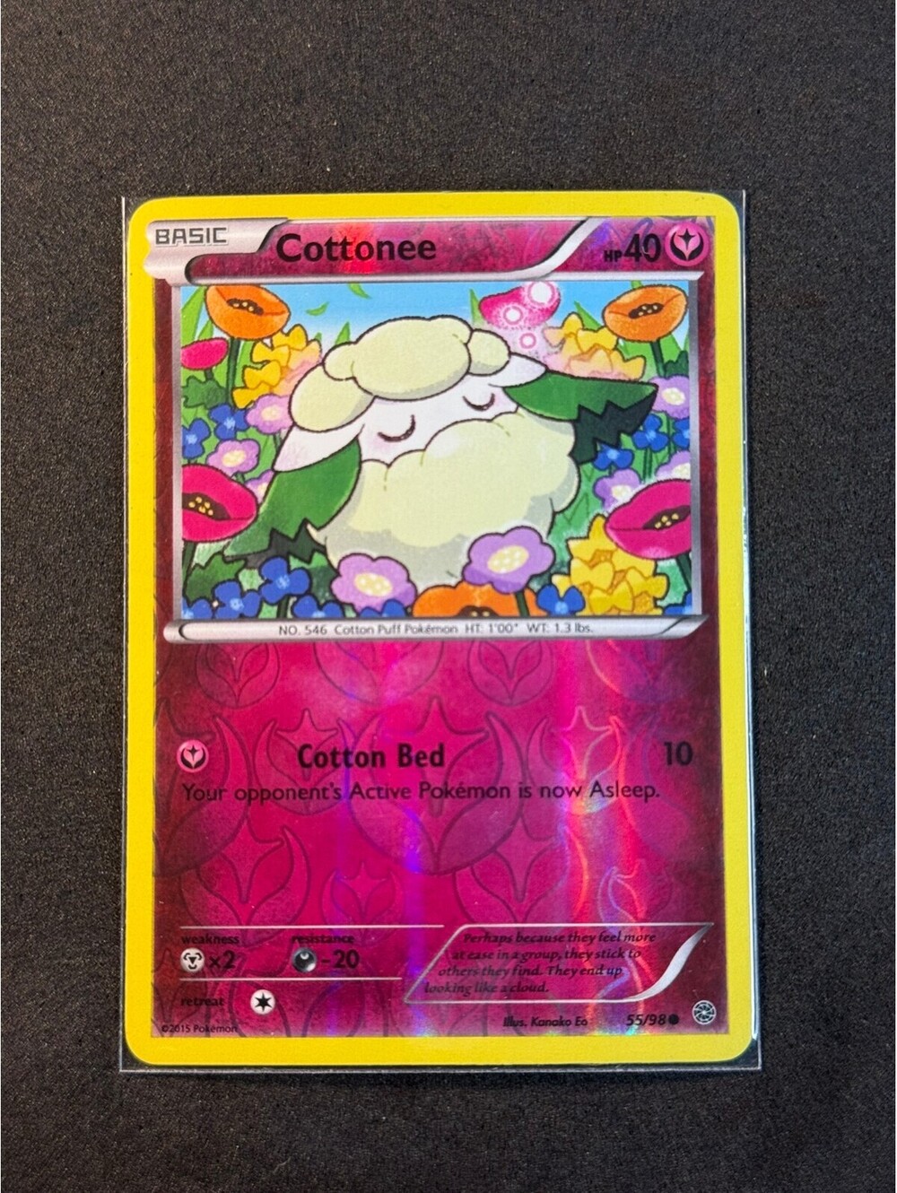 Cottonee Pokemon Card - 59/98 - reverse holo ancient origins